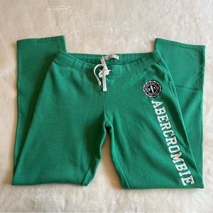 Abercrombie & Fitch Green Logo Varsity Sweatpants Green M